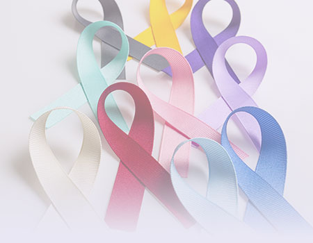 Ten ribbons in varying colors representing various cancers for oncology Nursing CE Courses