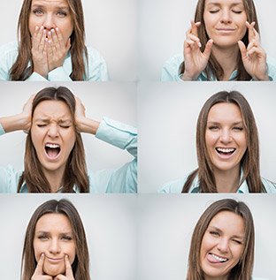 Woman expressing a range of emotions