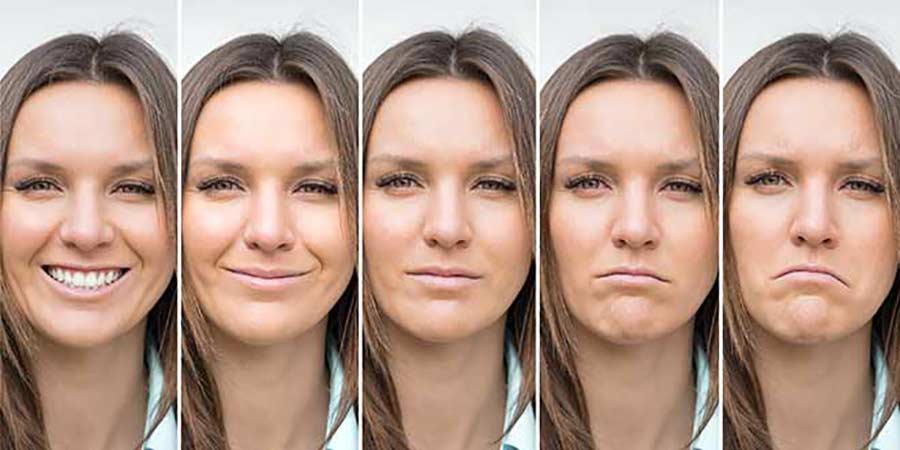 A range of faces depicting different emotions