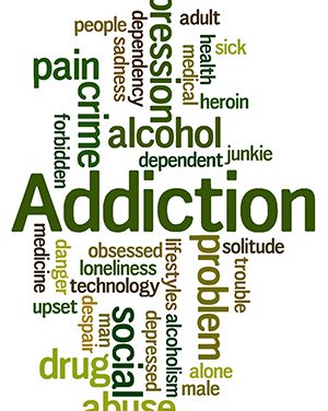 Word cloud related to addiction