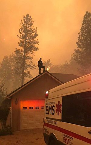 Emergency Services helping fight the fire