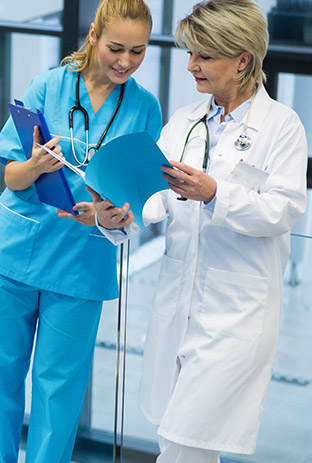Two nurses having a discussion