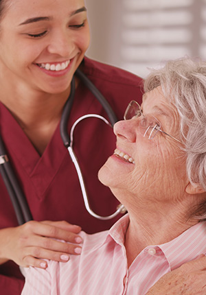 Nurse and patient spending time together