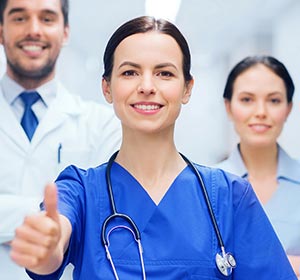 Nurse gives us a big thumbs up!