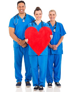 Group of nurses waving hello
