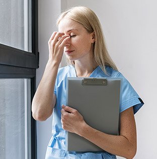 Nurse takes a moment off to deal with a stressful day