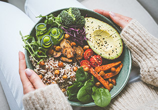 A plate filled with healthy foods