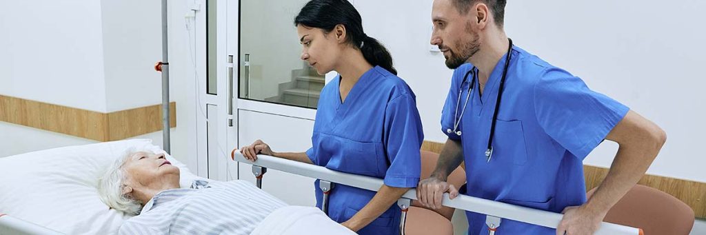 nurses rushing patient to receive care