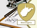 Doctors prescription pad and West Virginia state outline