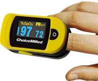Pulse oximeter; may be used to determine hypoxemia in patients with acute asthma