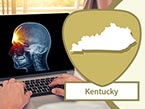 X-ray image on a laptop screen showing pediatric abusive head trauma and the Kentucky state outline