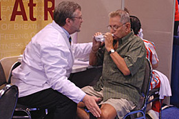 Photo showing spirometry testing, used for measuring airflow levels in persons with COPD